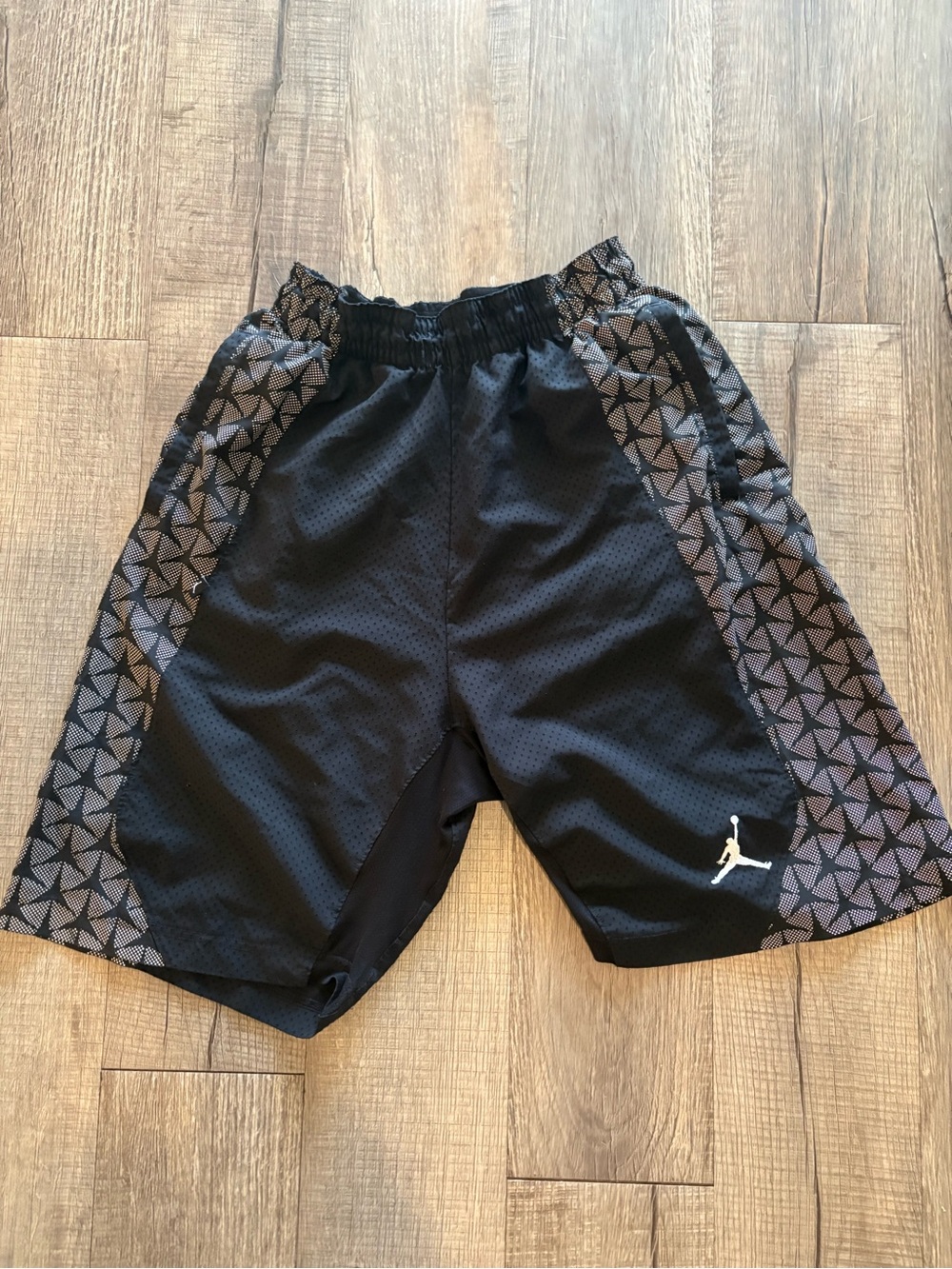 Jordan Black Athletic Shorts with Gray Geometric Panels